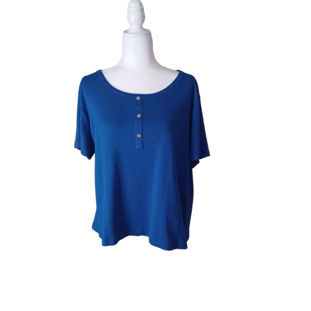 Anne Klein Sport Royal Blue Size , Planet Vintage Clothing with Buttons Tee – Shirt 2X Gold