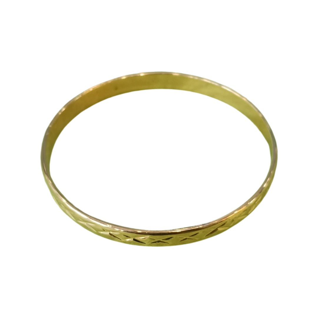 Etched Gold Tone Bangle Bracelet