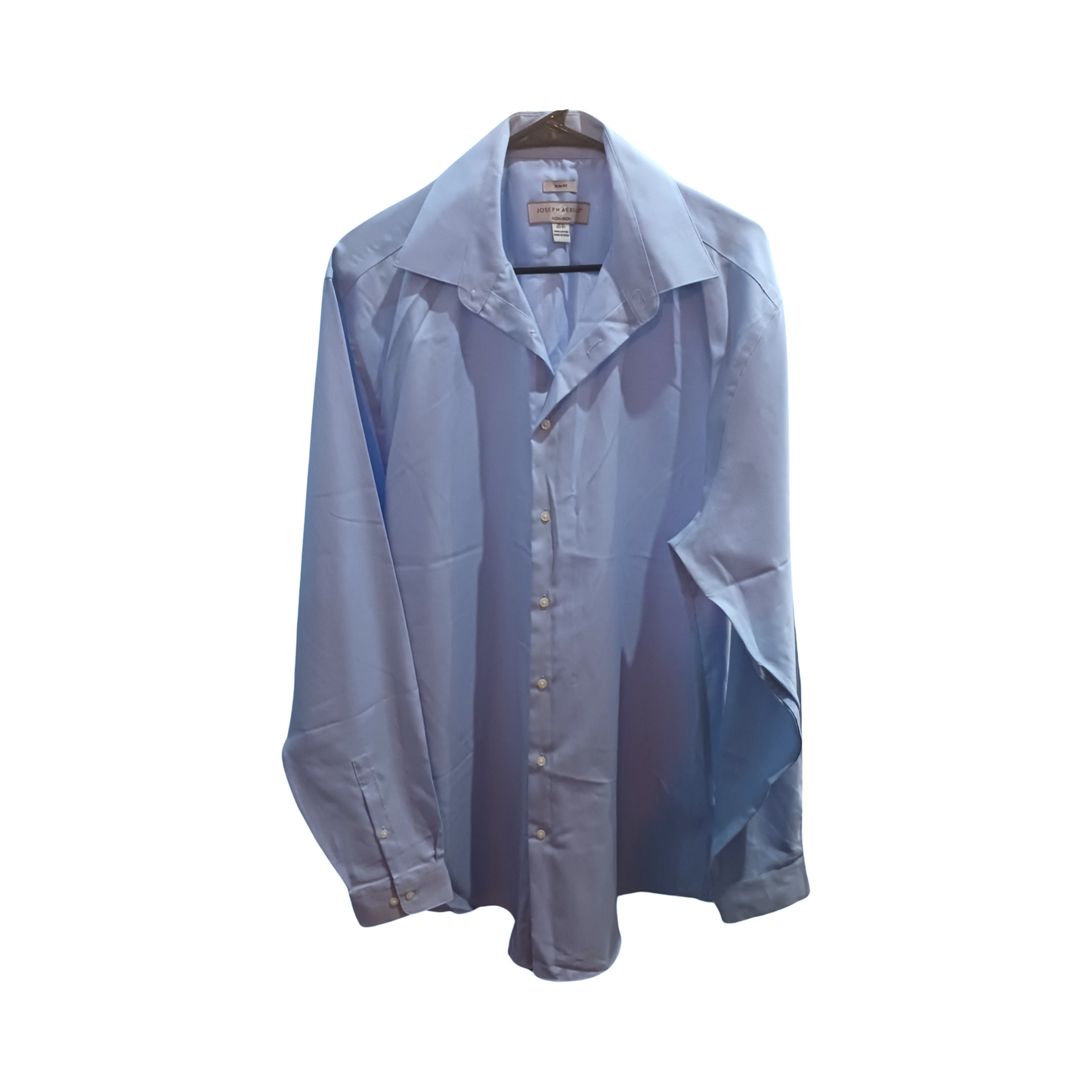 Joseph Abboud Mens Non-iron Button-Up Shirt, Blue, Slim-fit, Size 16 1/2, 37/38
