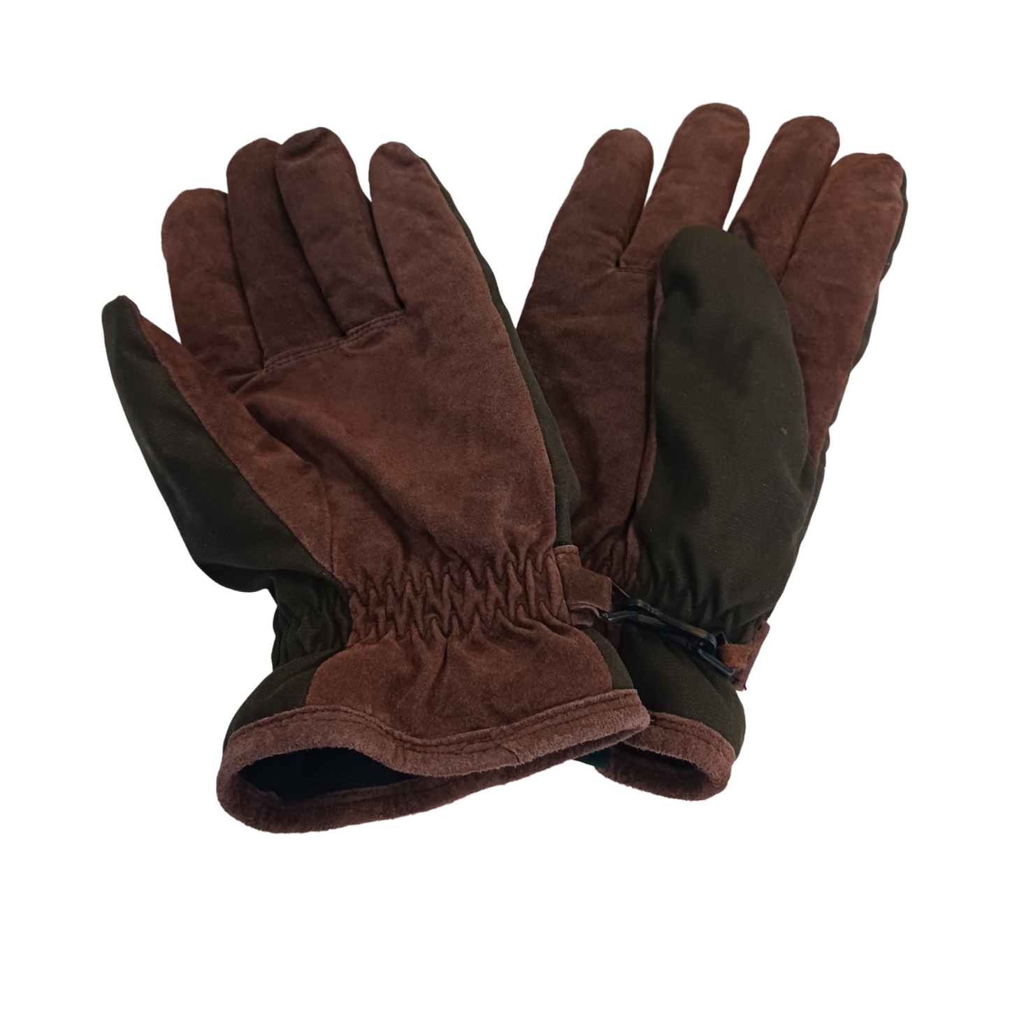 Men's Thermolite Suede Polyester Gloves, Green And Brown, Size XL