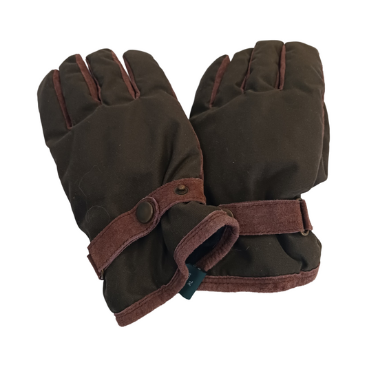 Men's Thermolite Suede Polyester Gloves, Green And Brown, Size XL