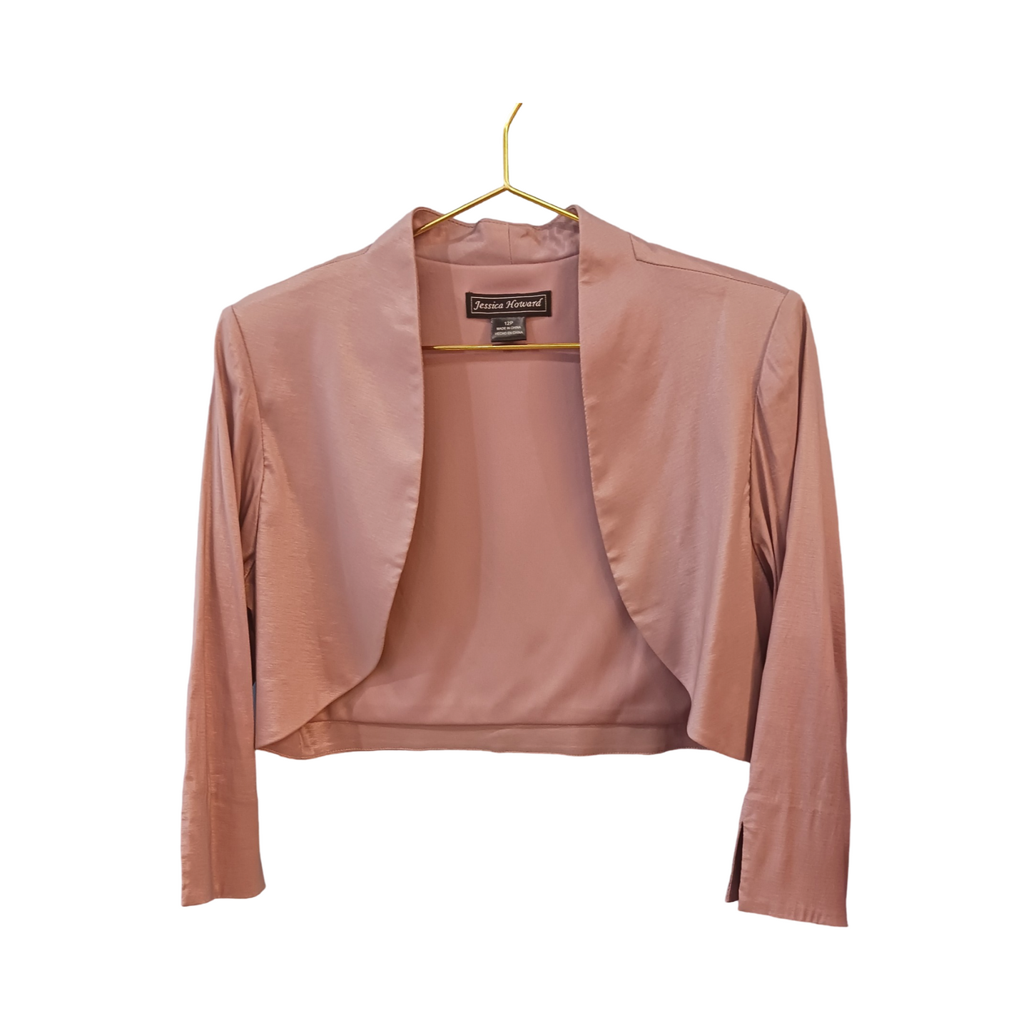 Jessica Howard Shimmery Pink Bolero Jacket, Size 12P