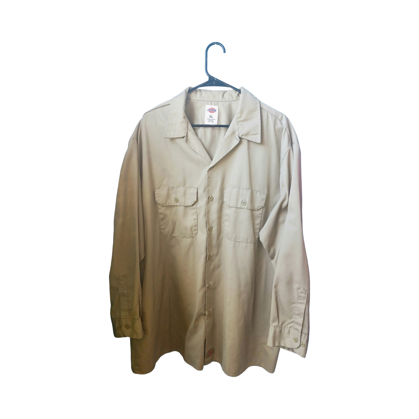 Dickies Mens Beige Button-Up Short-sleeved and Long-sleeved Shirts, Size XL