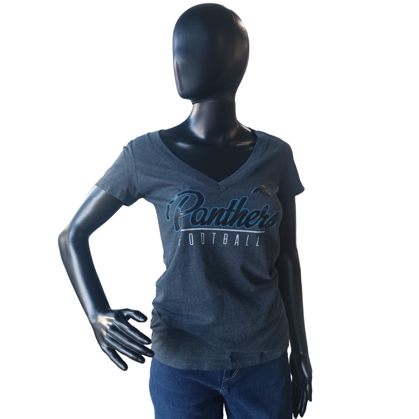 Carolina Panthers Ladies V-neck Tee Shirt, Size Small