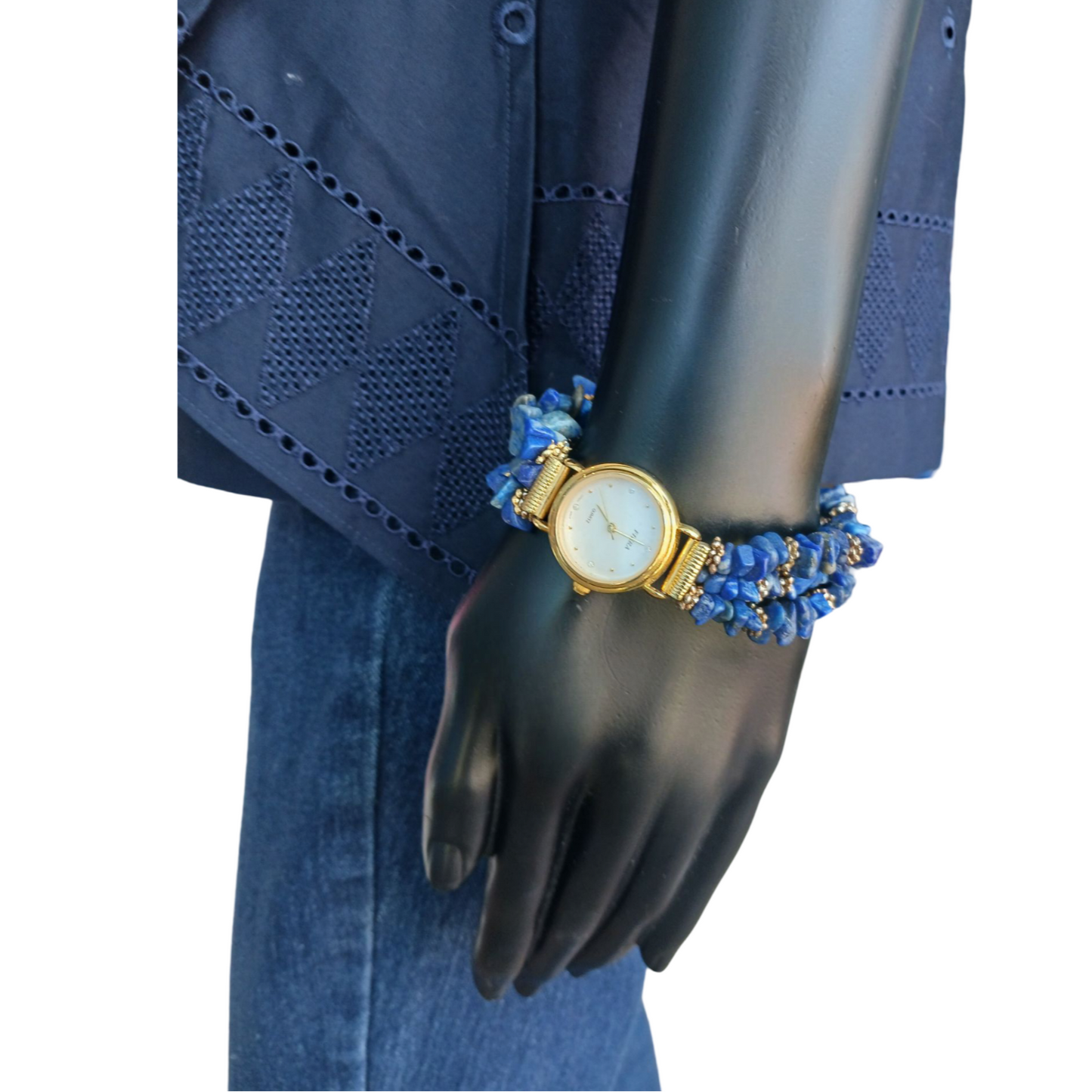 Fiera Blue Chipped Stone Bracelet Watch