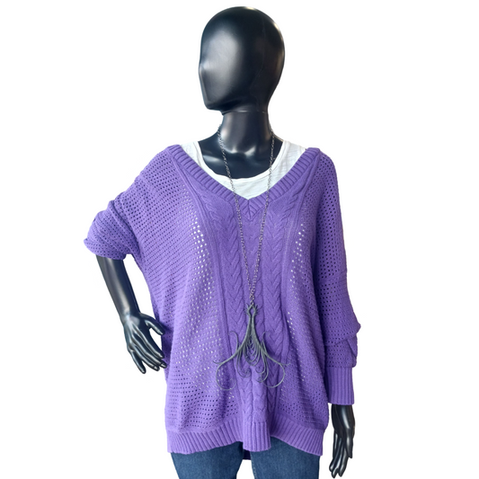 Lane Bryant Purple Cotton Sweater, Size 22/24