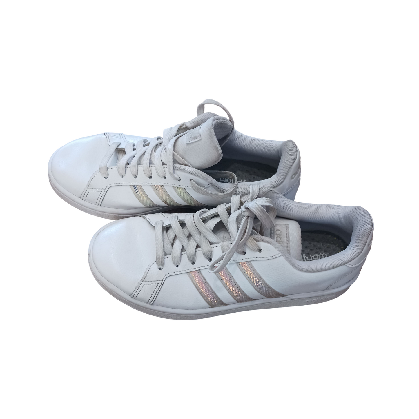 Adidas White Shoes, Cloudfoam, Size 7
