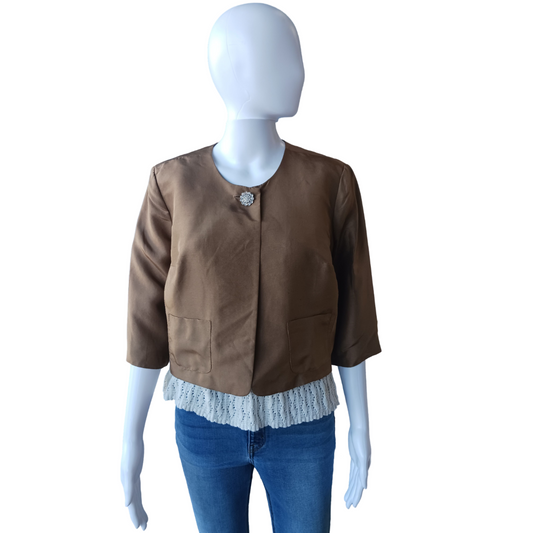 Spiegel Brown Silk Short Jacket, Size 12