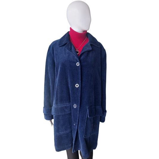 DKNY Jeans Blue Corduroy Coat, Size Medium