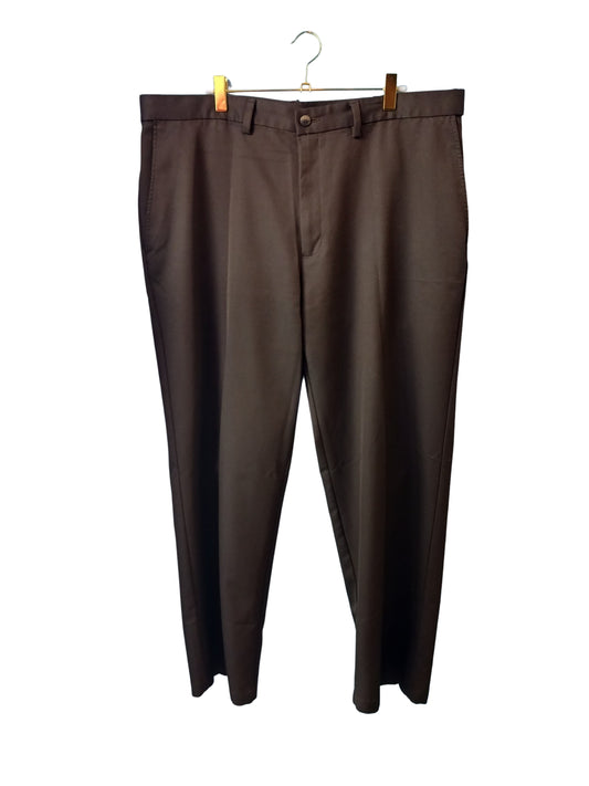 Haggar Brown Flat Front Pants, Size 38×30