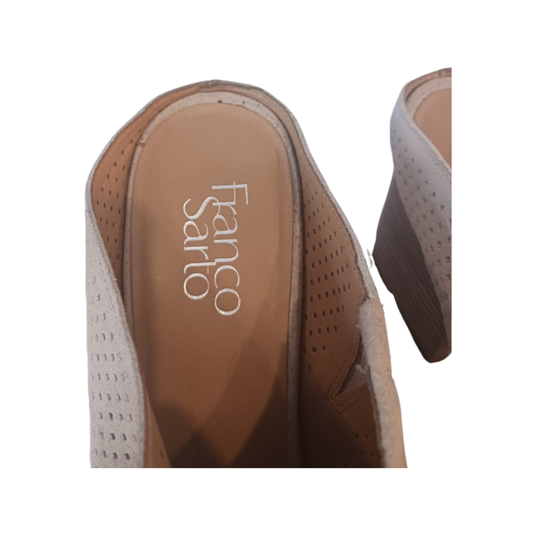 Franco Sarto Flora 2 Beige Perforated Peep Toe Sandals