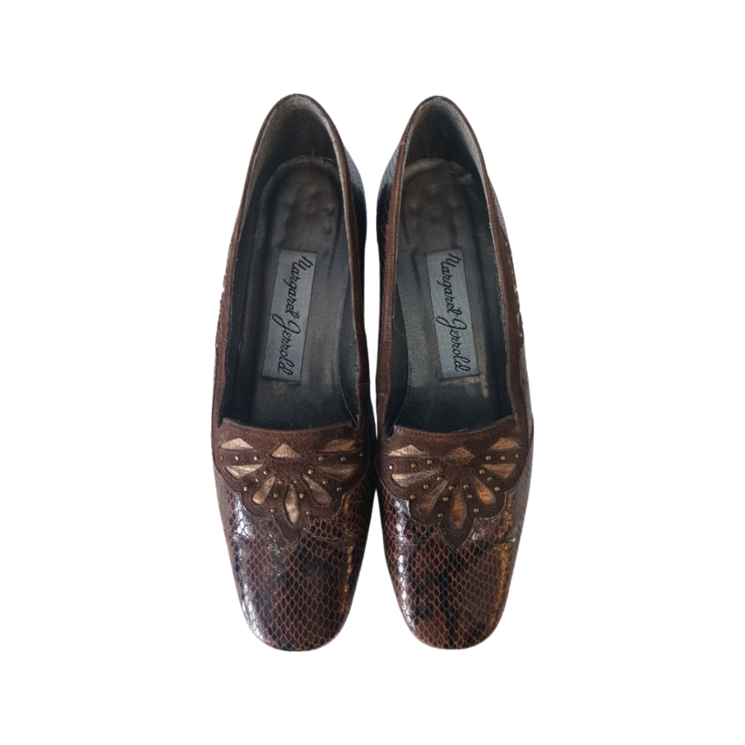 Margaret Jerrold Brown Heeled Shoes, Size 6.5