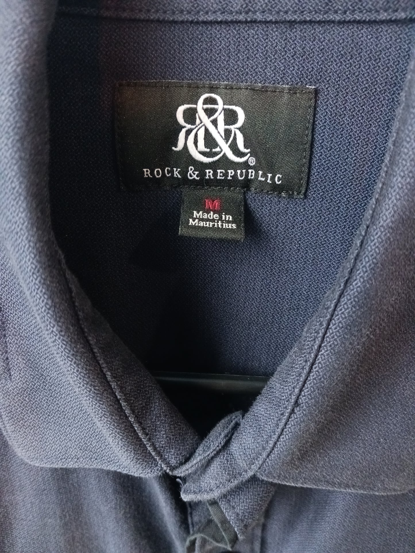 Rock & Republic Blue Button-up Mens Shirt, Size Medium
