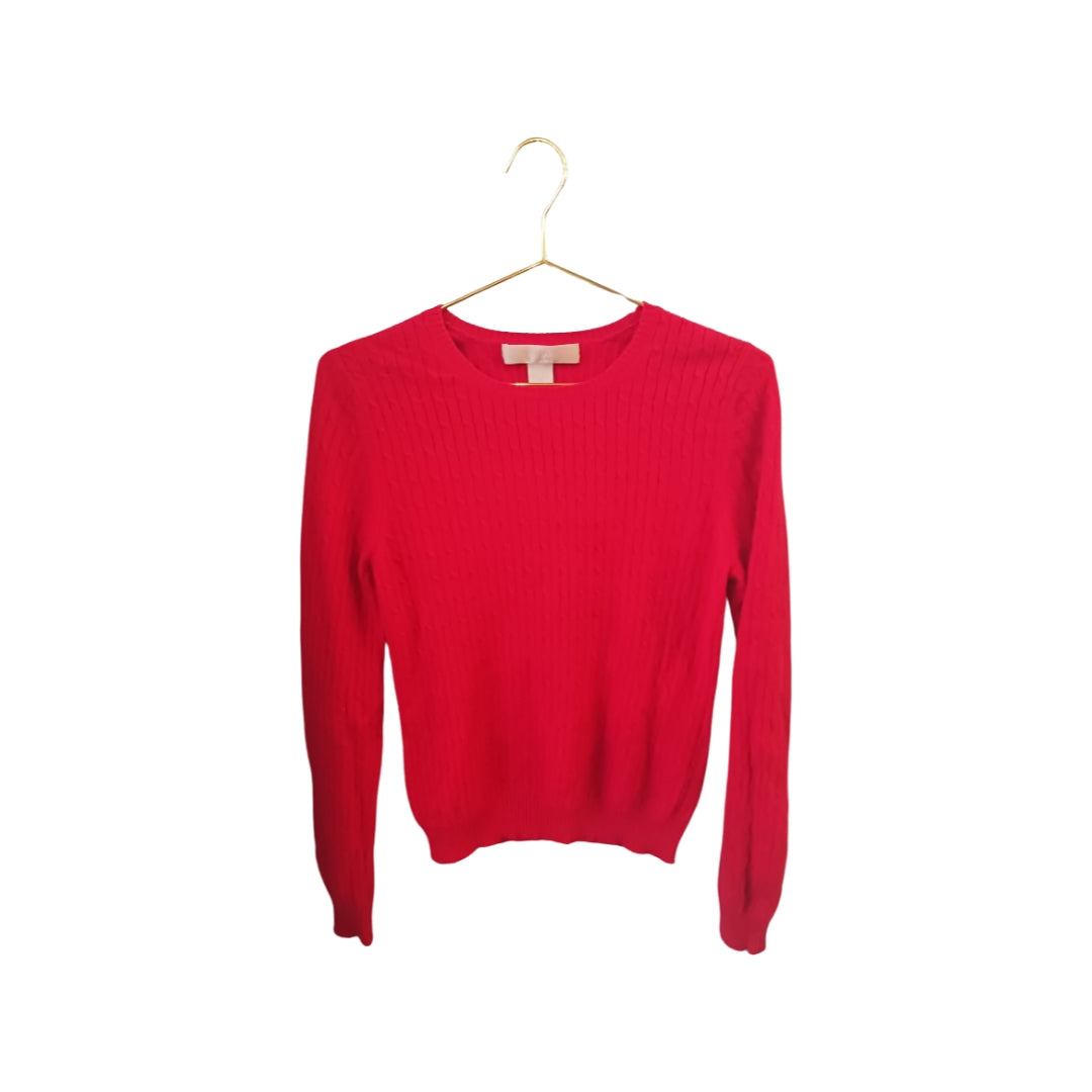 Sophia Milano Red Cashmere Sweater, V-neck, Size  XL