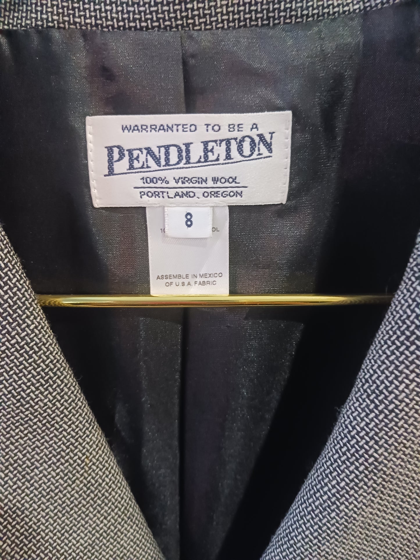 Vintage Pendleton Gray Virgin Wool Blazer, Size 8