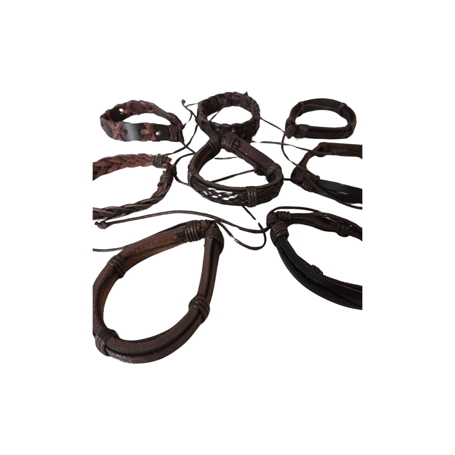 Brown Leather Mens' Bracelet Pairs, Assorted