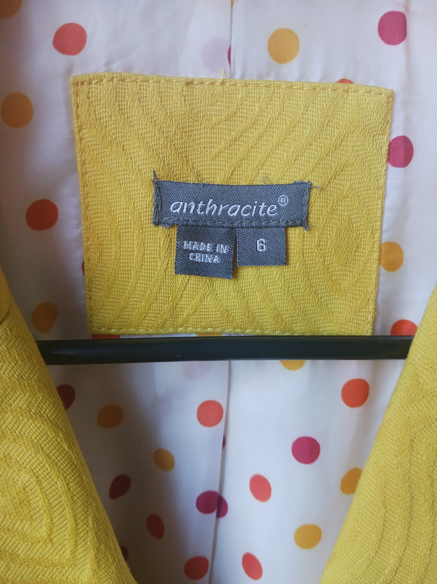 Anthracite Yellow Blazer Jacket, Size 6