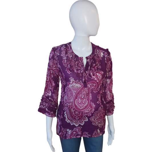 Moschino Purple Paisley Top, Size 6