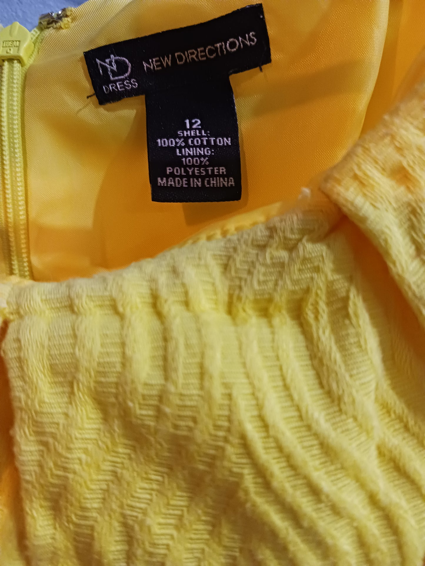 New Directions Yellow Cotton Dress, Size 12