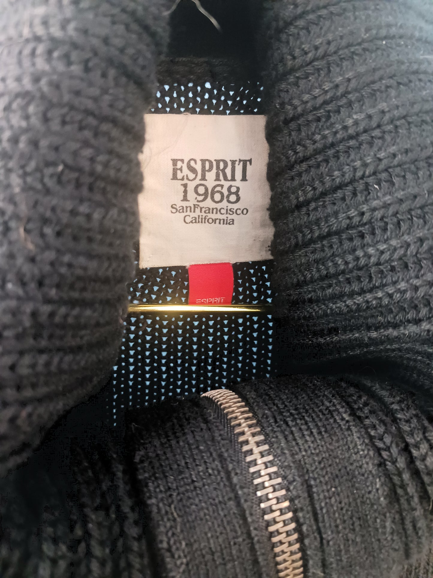 Esprit Vintage Black Zip-up Sweater, Size Large