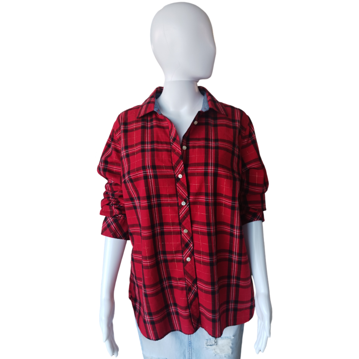 Talbots Red Plaid Button-Up, Size Large