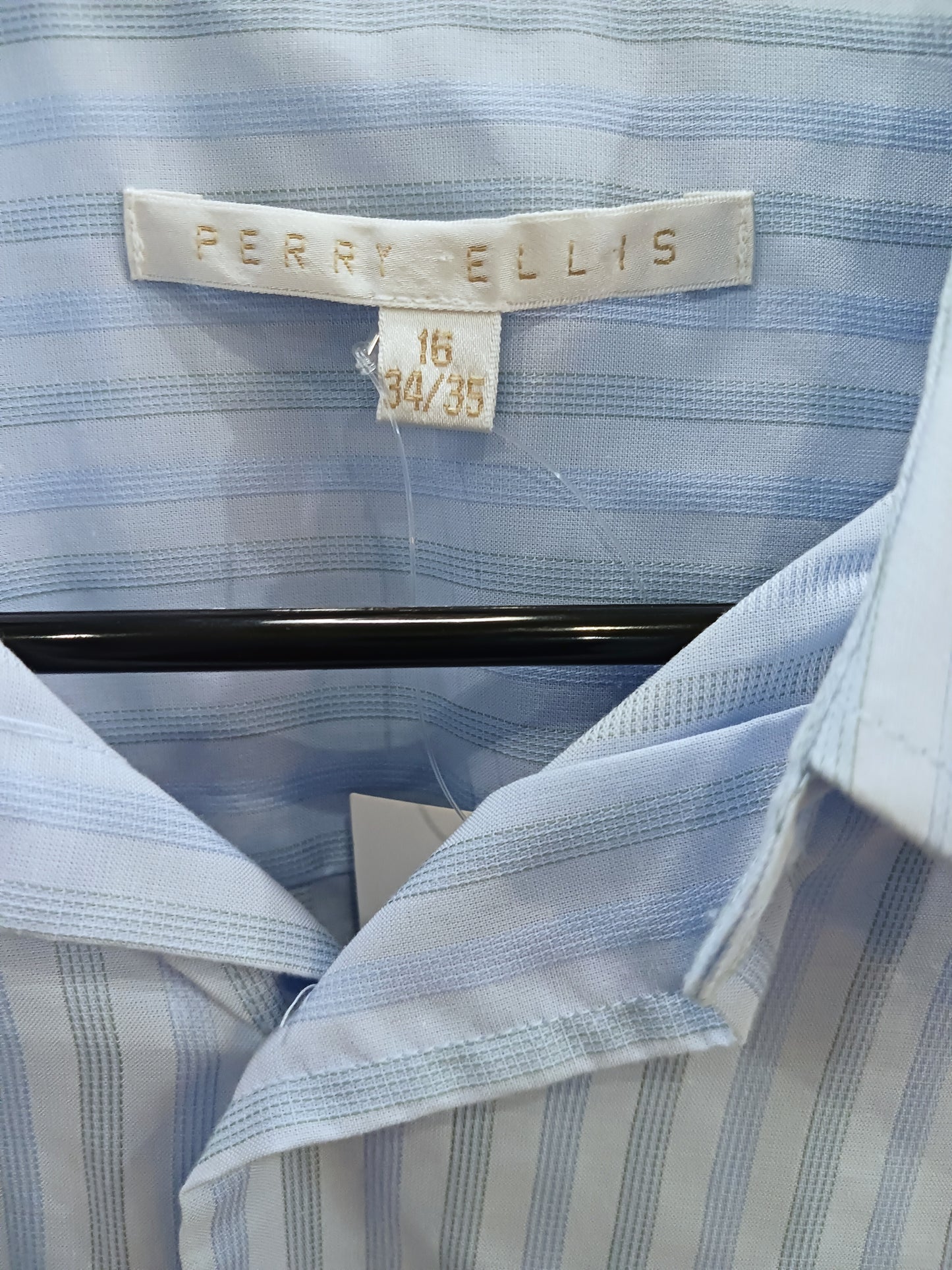 Perry Ellis Light Blue Striped Button-up Shirt, Size 16