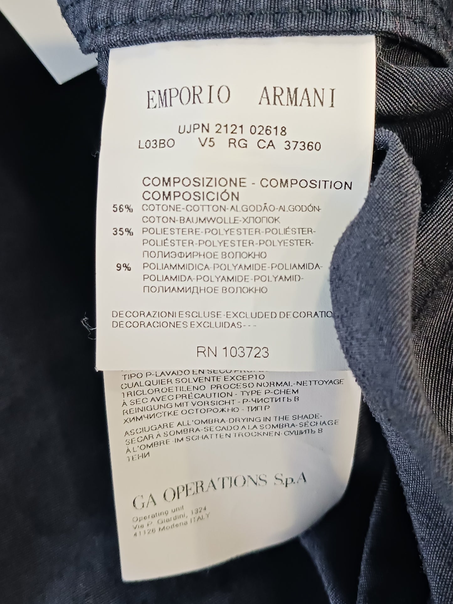 Emporio Armani Womens Black Trench Coat, Size 6