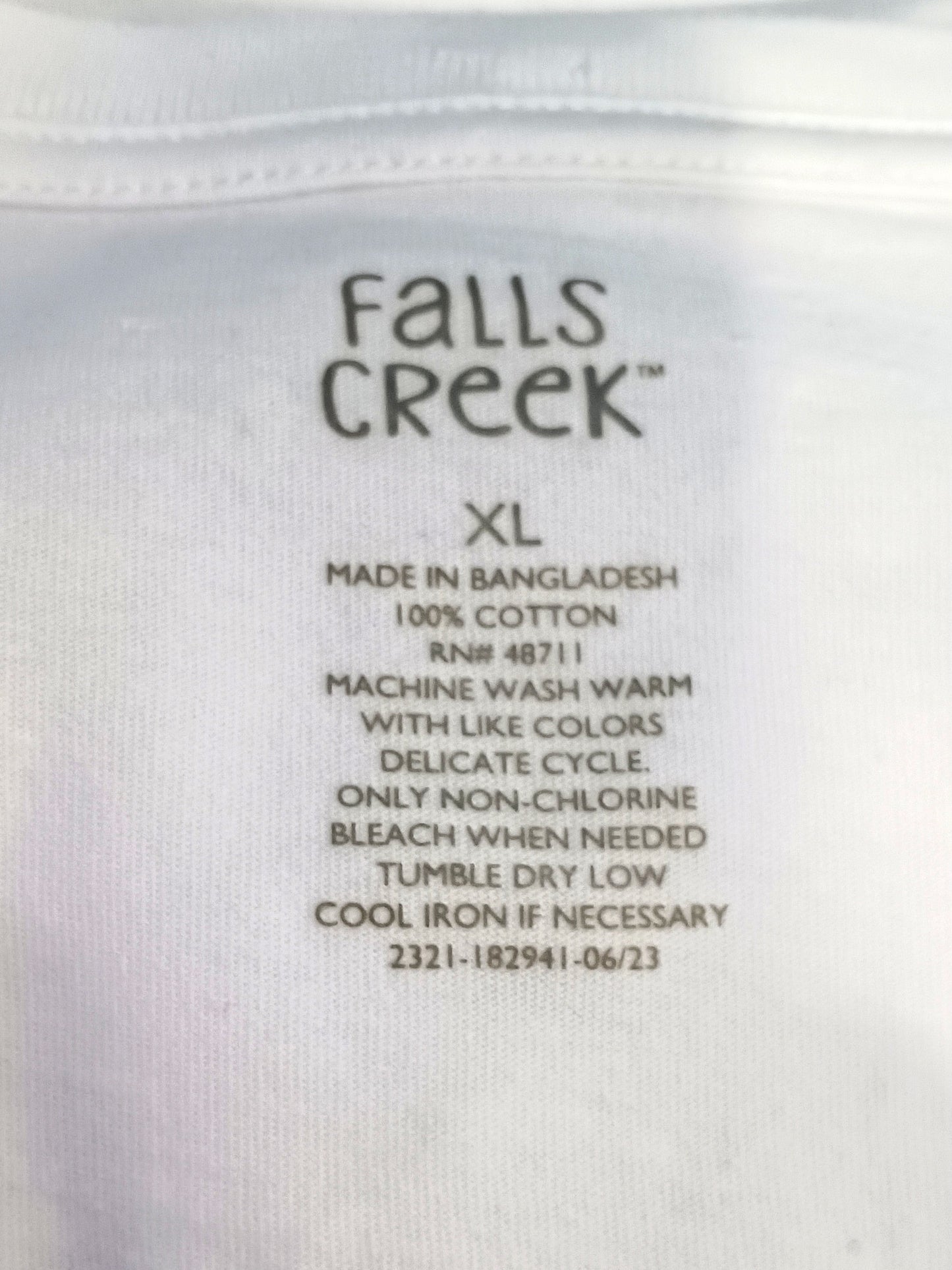 Falls Creek White T-Shirt, Size XL