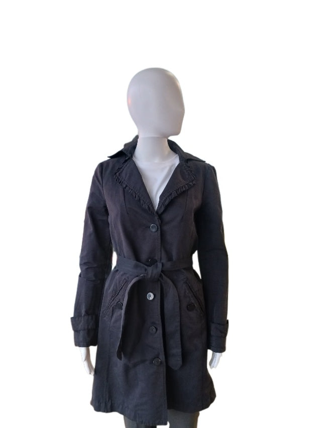 Emporio Armani Womens Black Trench Coat, Size 6