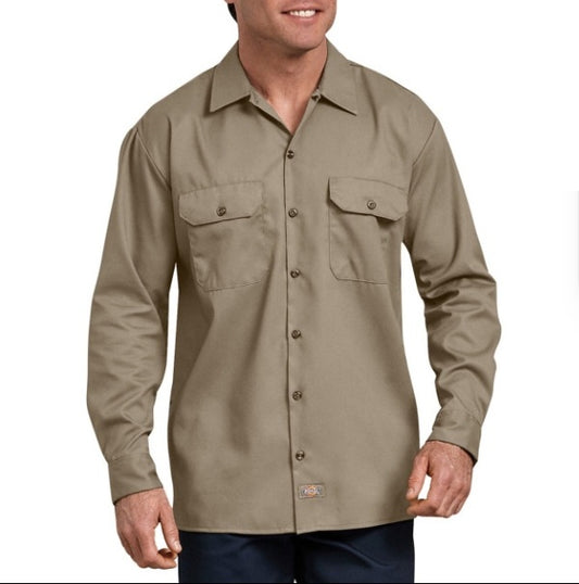 Dickies Mens Beige Button-Up Short-sleeved and Long-sleeved Shirts, Size XL