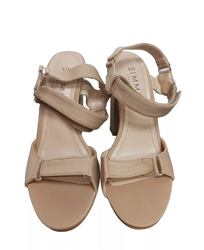 Simmi London Nude Beige Sandals Heels Shoes, Size US 5
