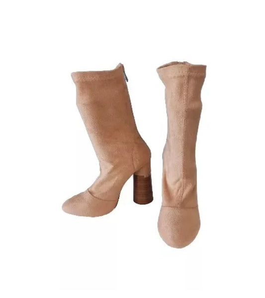 Public Desire Nude Beige Suede Boots, Size US 5