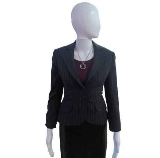 Guess By Marciano gray and pink striped blazer, Size 0