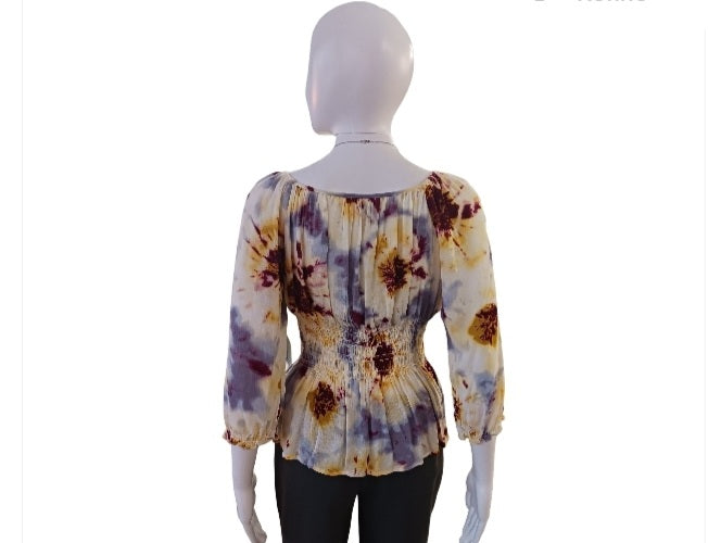 Fig and Flower Floral Peplum Top, Size PM