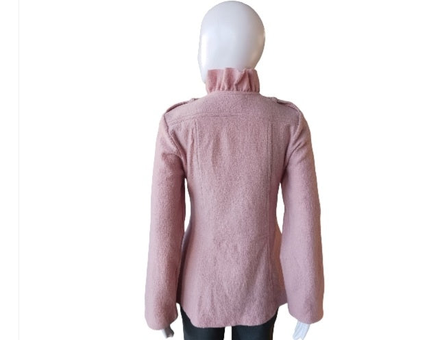 Luii Pink Ruffled Wool Jacket, Size Medium