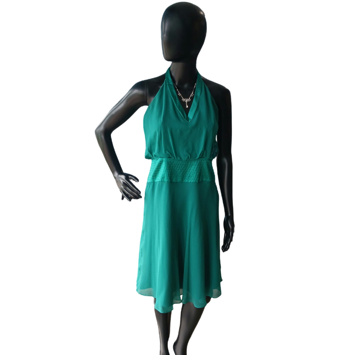 Laundry Green Silk Halter Dress, Shelli Segal, Size 4