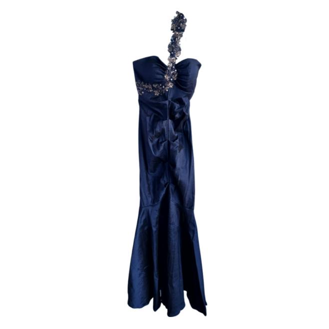 Caché Navy Blue Evening Gown, One Shoulder, Size 8