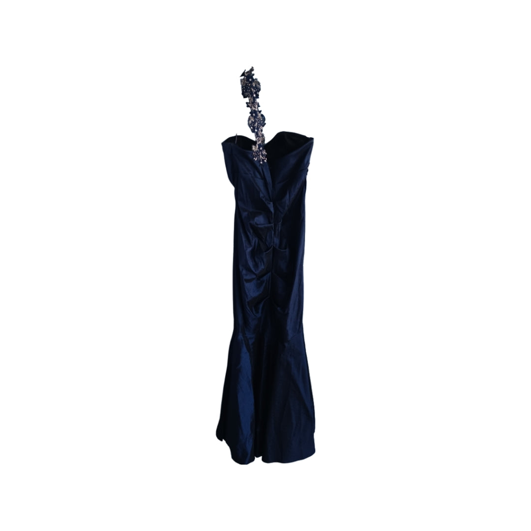 Caché Navy Blue Evening Gown, One Shoulder, Size 8